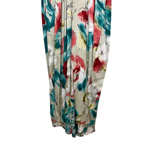 Retro Floral Midi Dress S White Colorful Prairie Mod Boho Classic Chic 70s - Picture 5 of 15